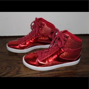 red high top sneakers/ hip hop dance shoes